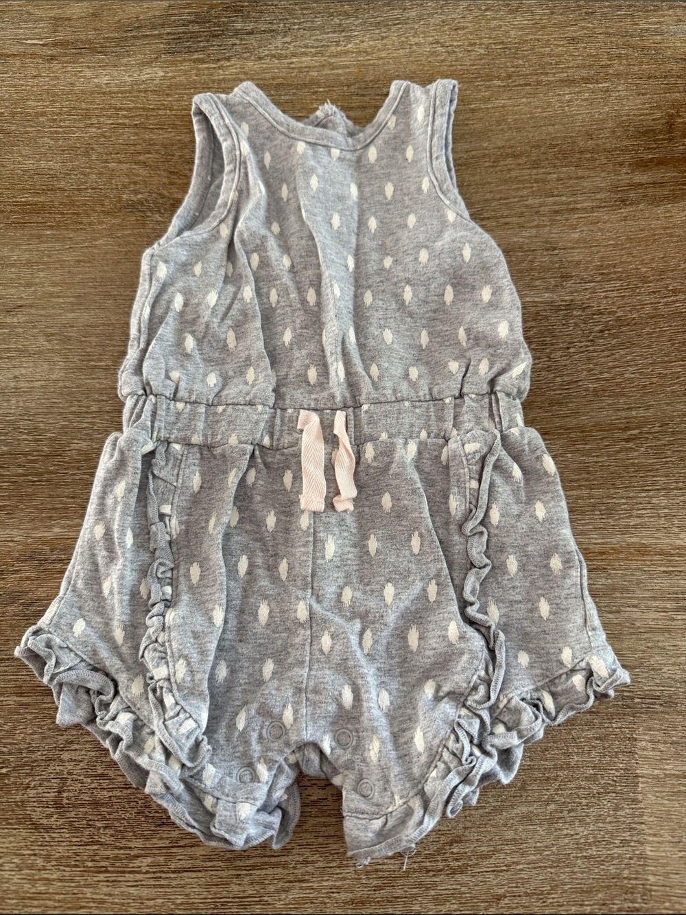 Gray Polka-Print Baby Romper